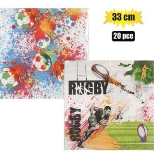 Serviettes 2ply 33cm 20pc sport