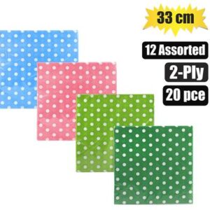 Serviettes 2ply 33cm 20pc dots